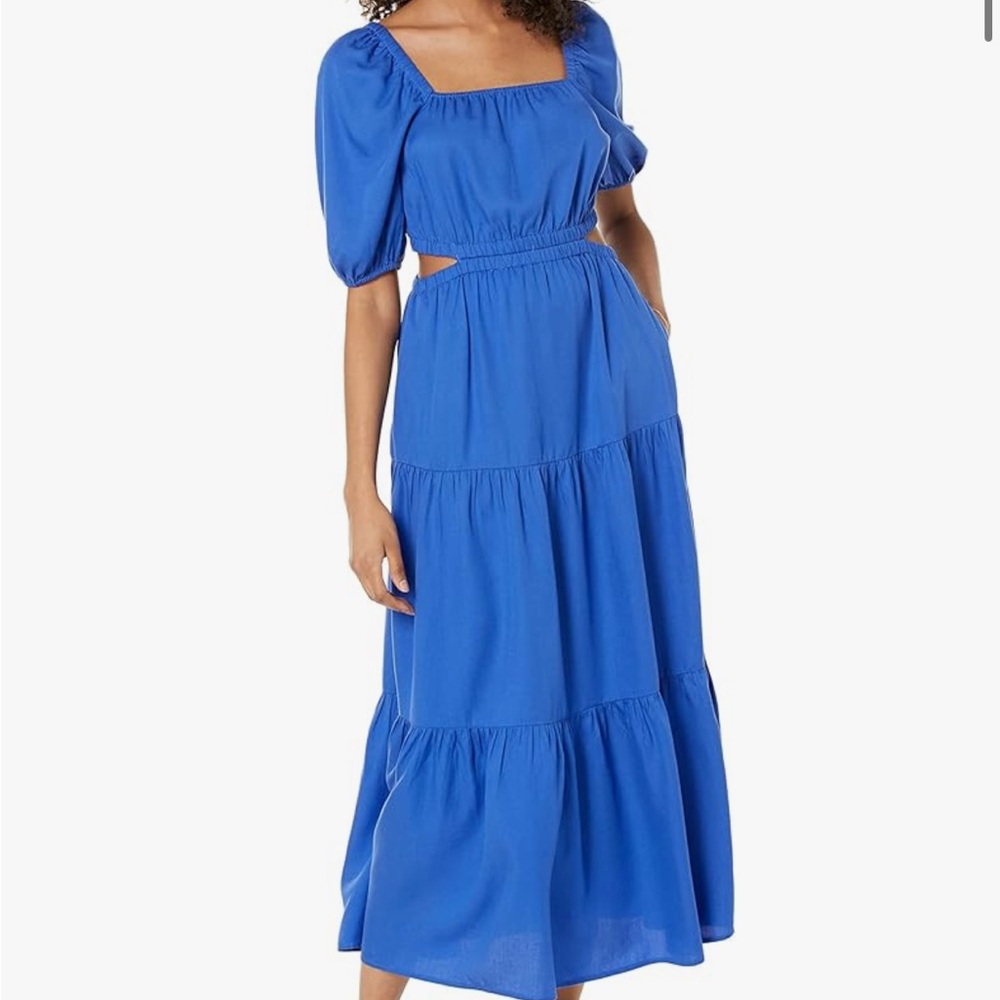 The Drop Blue Cutout Maxi Tiered Dress XXS